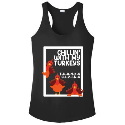 Chillin With My Turkeys Thanksgiving Funny Ladies PosiCharge Competitor Racerback Tank