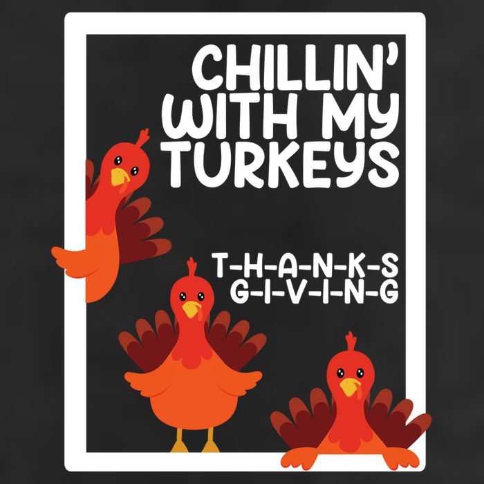 Chillin With My Turkeys Thanksgiving Funny 25L Jumbo Tote