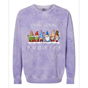 Chillin With My Gnomies Funny Gnome Christmas Pamajas Family Colorblast Crewneck Sweatshirt