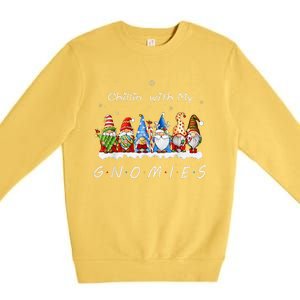 Chillin With My Gnomies Funny Gnome Christmas Pamajas Family Premium Crewneck Sweatshirt