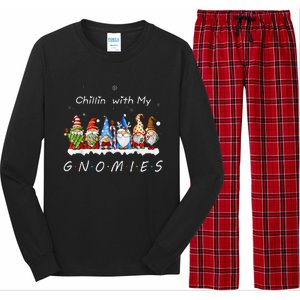 Chillin With My Gnomies Funny Gnome Christmas Pamajas Family Long Sleeve Pajama Set