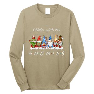 Chillin With My Gnomies Funny Gnome Christmas Pamajas Family Long Sleeve Shirt