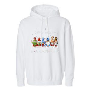 Chillin With My Gnomies Funny Gnome Christmas Pamajas Family Garment-Dyed Fleece Hoodie