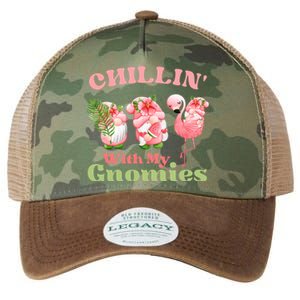 Chillin With My Gnomies Tropical Gnomes With A Flamingo Gift Legacy Tie Dye Trucker Hat