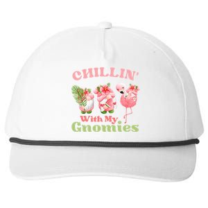 Chillin With My Gnomies Tropical Gnomes With A Flamingo Gift Snapback Five-Panel Rope Hat