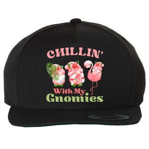 Chillin With My Gnomies Tropical Gnomes With A Flamingo Gift Wool Snapback Cap