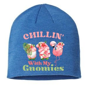 Chillin With My Gnomies Tropical Gnomes With A Flamingo Gift Sustainable Beanie