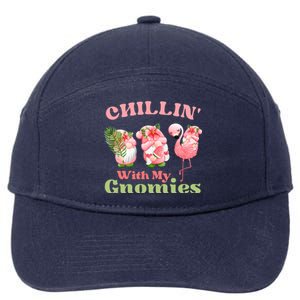 Chillin With My Gnomies Tropical Gnomes With A Flamingo Gift 7-Panel Snapback Hat