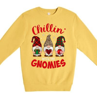 Chillin With My Gnomie Leopard Women Christmas Gnome Buffalo Premium Crewneck Sweatshirt