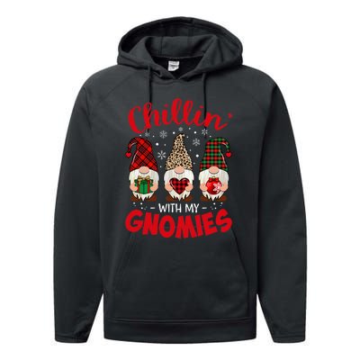 Chillin With My Gnomie Leopard Women Christmas Gnome Buffalo Performance Fleece Hoodie