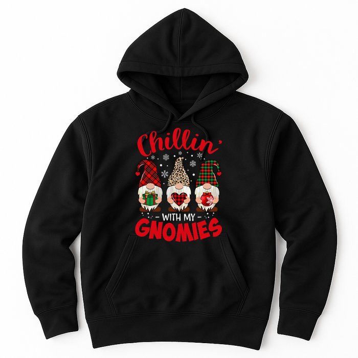 Chillin With My Gnomie Leopard Women Christmas Gnome Buffalo Hoodie