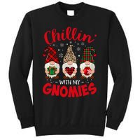 Chillin With My Gnomie Leopard Women Christmas Gnome Buffalo Sweatshirt