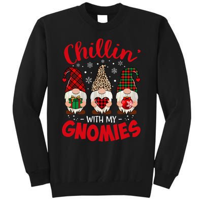 Chillin With My Gnomie Leopard Women Christmas Gnome Buffalo Sweatshirt