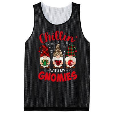 Chillin With My Gnomie Leopard Women Christmas Gnome Buffalo Mesh Reversible Basketball Jersey Tank