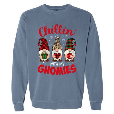 Chillin With My Gnomie Leopard Women Christmas Gnome Buffalo Garment-Dyed Sweatshirt