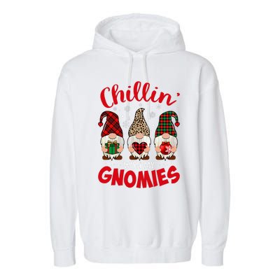 Chillin With My Gnomie Leopard Women Christmas Gnome Buffalo Garment-Dyed Fleece Hoodie