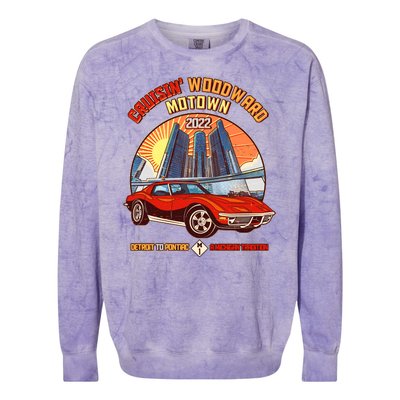 Cruisin Woodward Motown Detroit To Pontiac A Michigan Tradition Colorblast Crewneck Sweatshirt