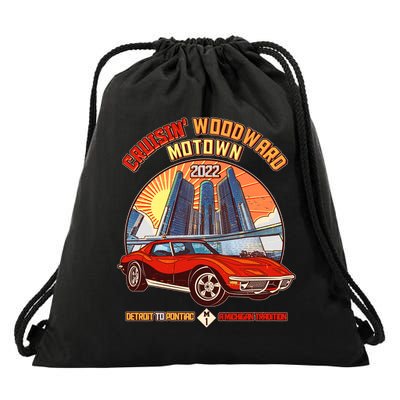 Cruisin Woodward Motown Detroit To Pontiac A Michigan Tradition Drawstring Bag