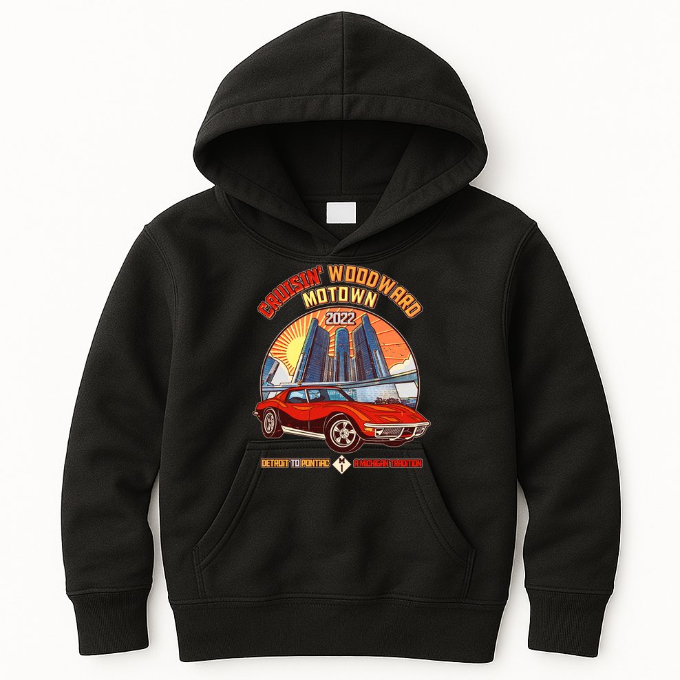 Cruisin Woodward Motown Detroit To Pontiac A Michigan Tradition Kids Hoodie