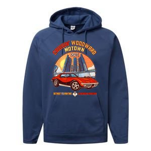 Cruisin Woodward Motown Detroit To Pontiac A Michigan Tradition Performance Fleece Hoodie