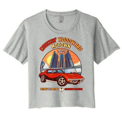 Cruisin Woodward Motown Detroit To Pontiac A Michigan Tradition Women's Crop Top Tee