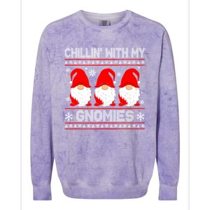 Chillin With My Gnomies Matching Family Christmas Gnome Gift Colorblast Crewneck Sweatshirt