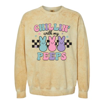 Chillin With My Peeps Easter Bunny Colorblast Crewneck Sweatshirt