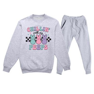 Chillin With My Peeps Easter Bunny Premium Crewneck Sweatsuit Set