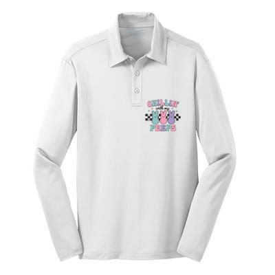 Chillin With My Peeps Easter Bunny Silk Touch Performance Long Sleeve Polo