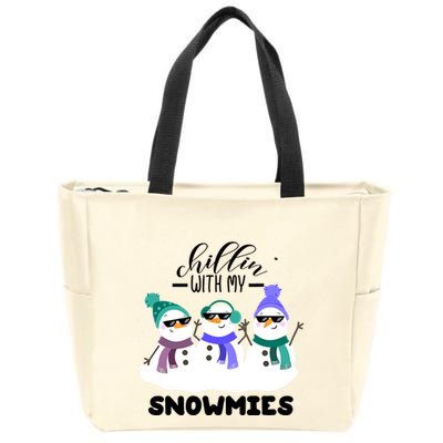 Chillin With My Snowmies Funny Christmas Pajamas Xmas Gifts Zip Tote Bag