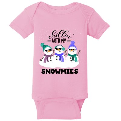 Chillin With My Snowmies Funny Christmas Pajamas Xmas Gifts Baby Bodysuit