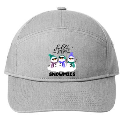 Chillin With My Snowmies Funny Christmas Pajamas Xmas Gifts 7-Panel Snapback Hat