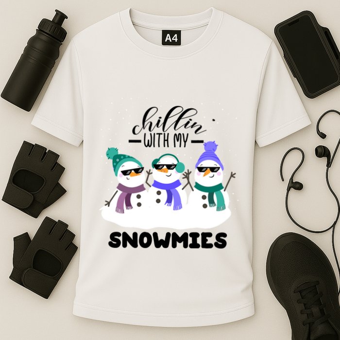 Chillin With My Snowmies Funny Christmas Pajamas Xmas Gifts Performance Shirt
