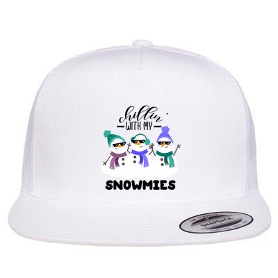 Chillin With My Snowmies Funny Christmas Pajamas Xmas Gifts Flatbill Hat