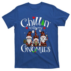 Chillin With My Gnomies Christmas Red Gnomes Plaid Buffalo Funny Gift T-Shirt