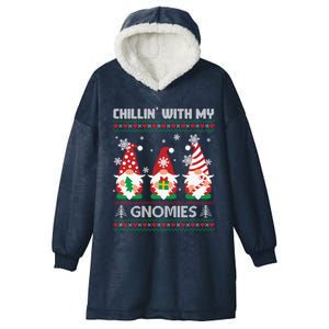 Chillin With My Gnomies Matching Family Christmas Gnome Gift Hooded Wearable Blanket