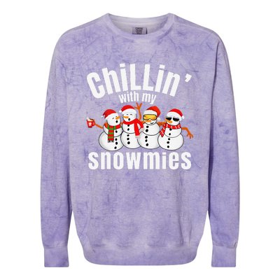 Chillin With My Snowmies Ugly Christmas Sweater Snowman Colorblast Crewneck Sweatshirt