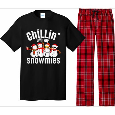 Chillin With My Snowmies Ugly Christmas Sweater Snowman Pajama Set