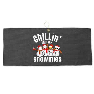 Chillin With My Snowmies Ugly Christmas Sweater Snowman Large Microfiber Waffle Golf Towel