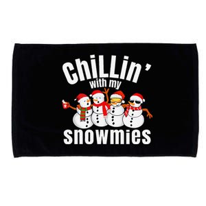 Chillin With My Snowmies Ugly Christmas Sweater Snowman Microfiber Hand Towel