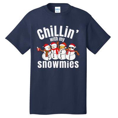 Chillin With My Snowmies Ugly Christmas Sweater Snowman Tall T-Shirt