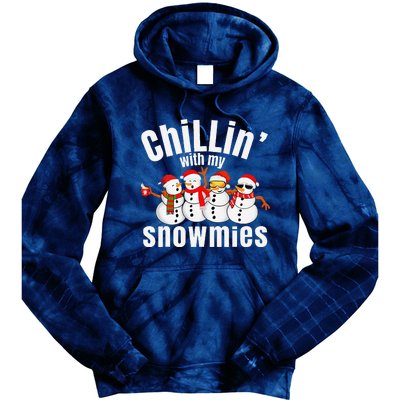 Chillin With My Snowmies Ugly Christmas Sweater Snowman Tie Dye Hoodie