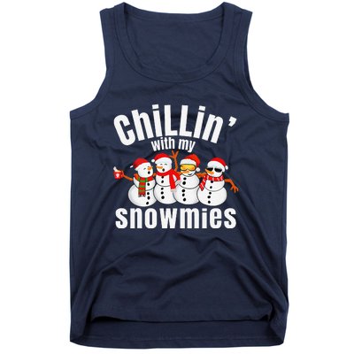 Chillin With My Snowmies Ugly Christmas Sweater Snowman Tank Top