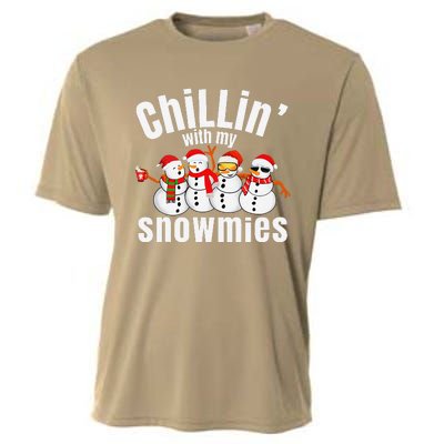 Chillin With My Snowmies Ugly Christmas Sweater Snowman Cooling Performance Crew T-Shirt