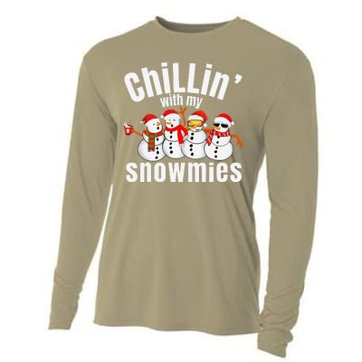 Chillin With My Snowmies Ugly Christmas Sweater Snowman Cooling Performance Long Sleeve Crew