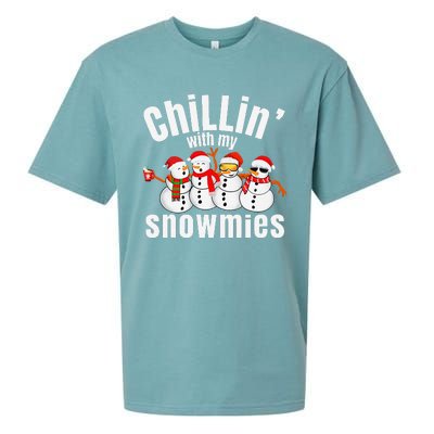 Chillin With My Snowmies Ugly Christmas Sweater Snowman Sueded Cloud Jersey T-Shirt