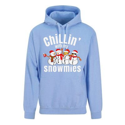 Chillin With My Snowmies Ugly Christmas Sweater Snowman Unisex Surf Hoodie