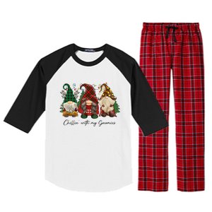 Chillin With My Gnomies Matching Family Christmas Gnome Raglan Sleeve Pajama Set