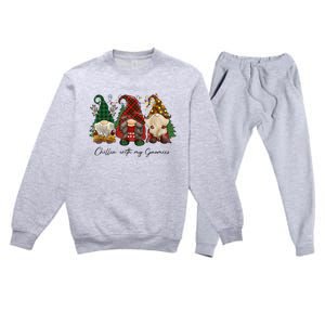 Chillin With My Gnomies Matching Family Christmas Gnome Premium Crewneck Sweatsuit Set