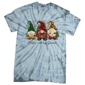 Chillin With My Gnomies Matching Family Christmas Gnome Tie-Dye T-Shirt